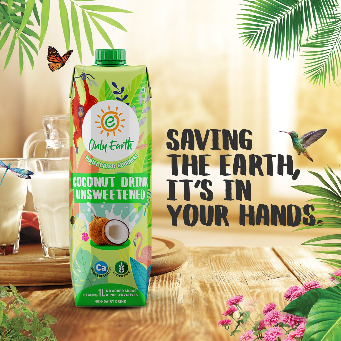 Only Earth Coconut Milk Beverage – Plant-Based, Dairy-Free, No Added Sugar, Low Calorie & Fortified with Calcium & Vitamins