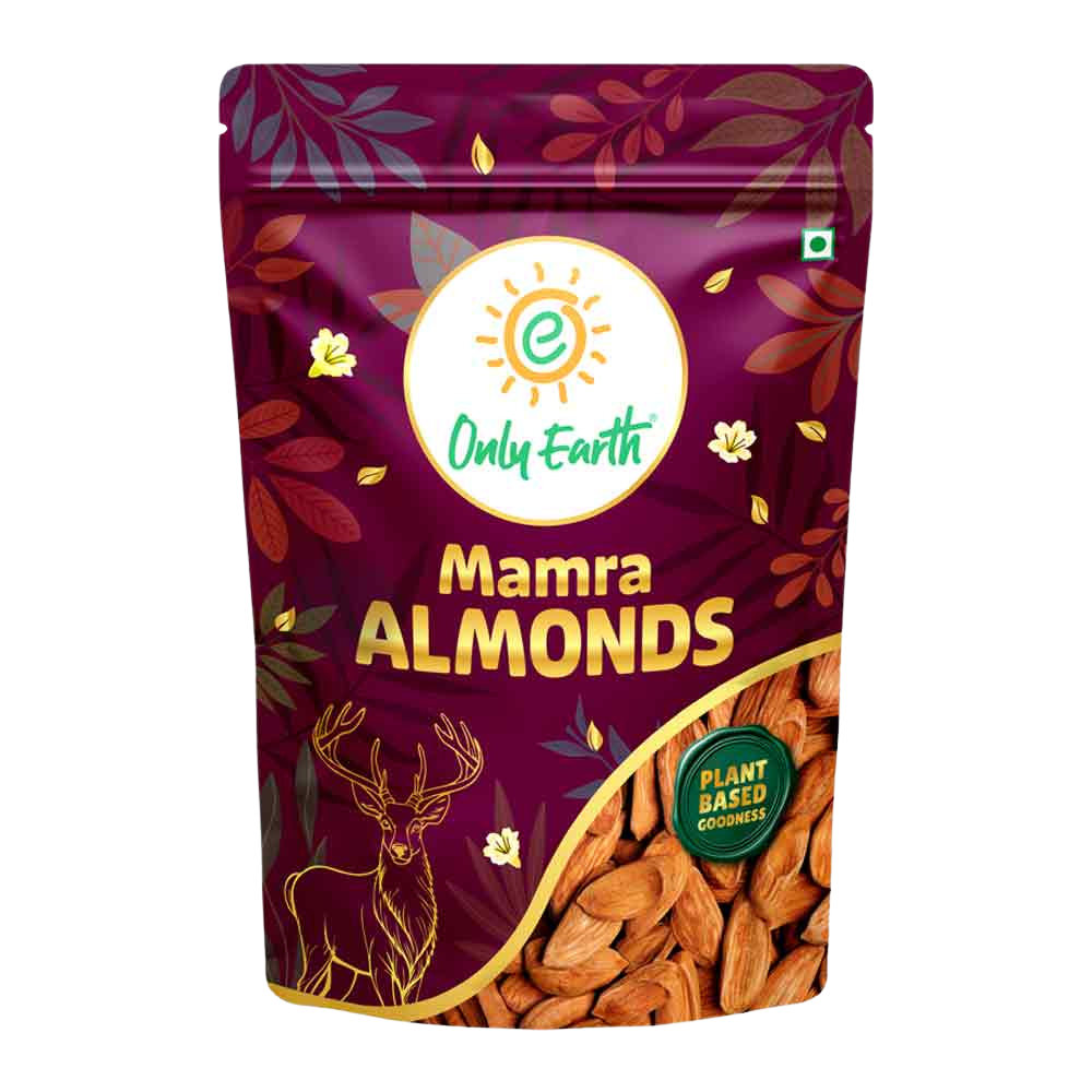 Only Earth Mamra Almonds | Premium Handpicked | 2X Natural Oil | Nutrient-Dense | No Preservatives | Naturally Grown in Iran, Afghanistan & Kashmir | Plant-Based Protein & Brain Fuel | 250g