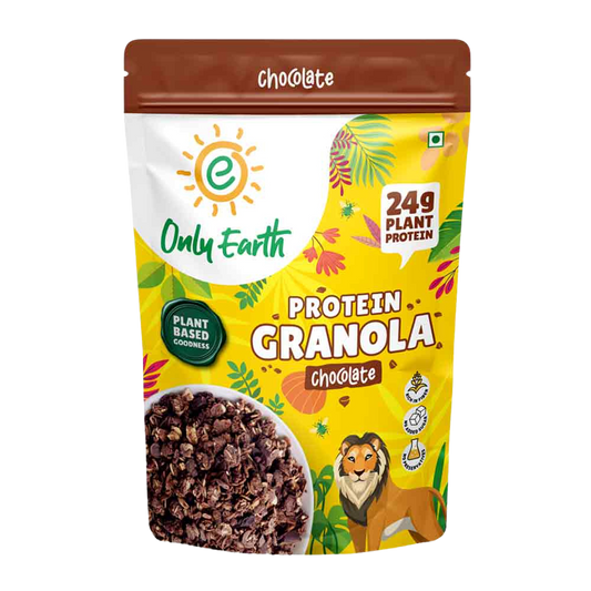 Only Earth Protein Granola | Chocolate | High Protein Breakfast Cereal | 24g Plant Protein | High Fiber | No Added Sugar | Dairy-Free | With Oats, Nuts, Seeds & Dark Chocolate | 350g